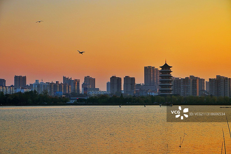 容湖晨曦图片素材