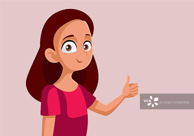 竖起大拇指的卡通少女图片素材