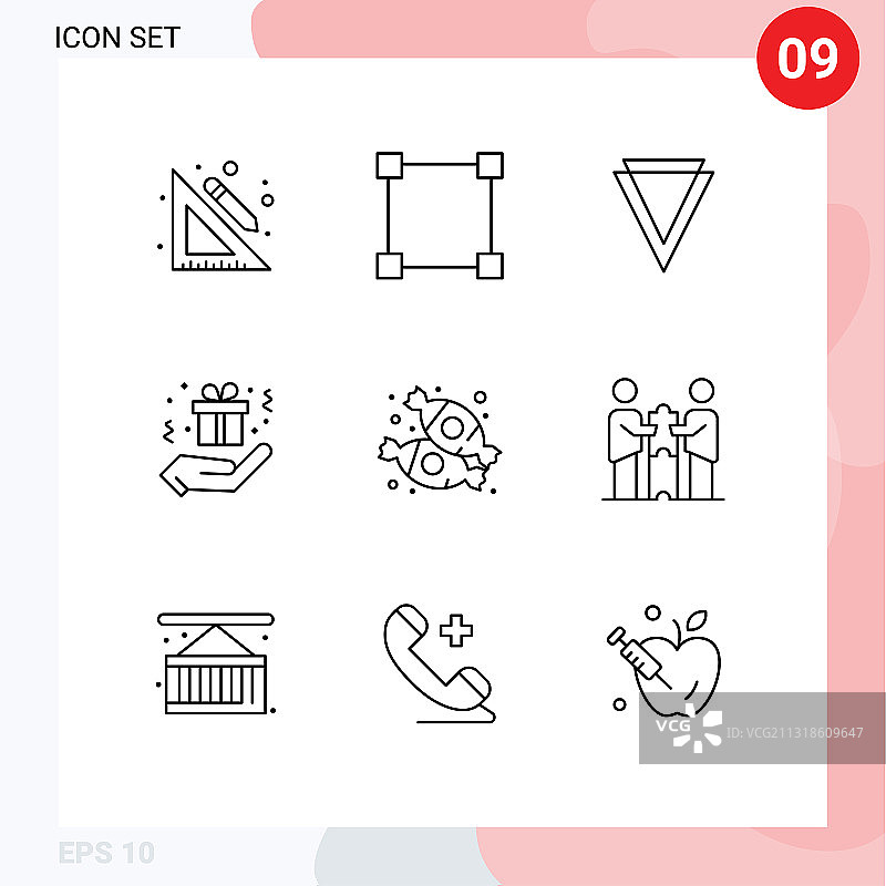 股票图标包9行符号和符号图片素材