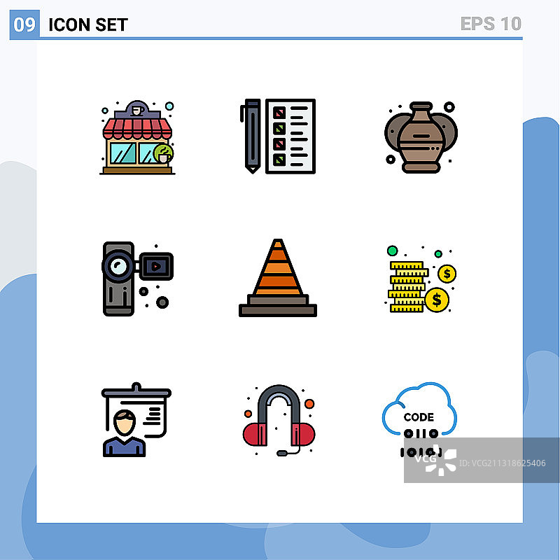 9主题填充线平色和可编辑图片素材