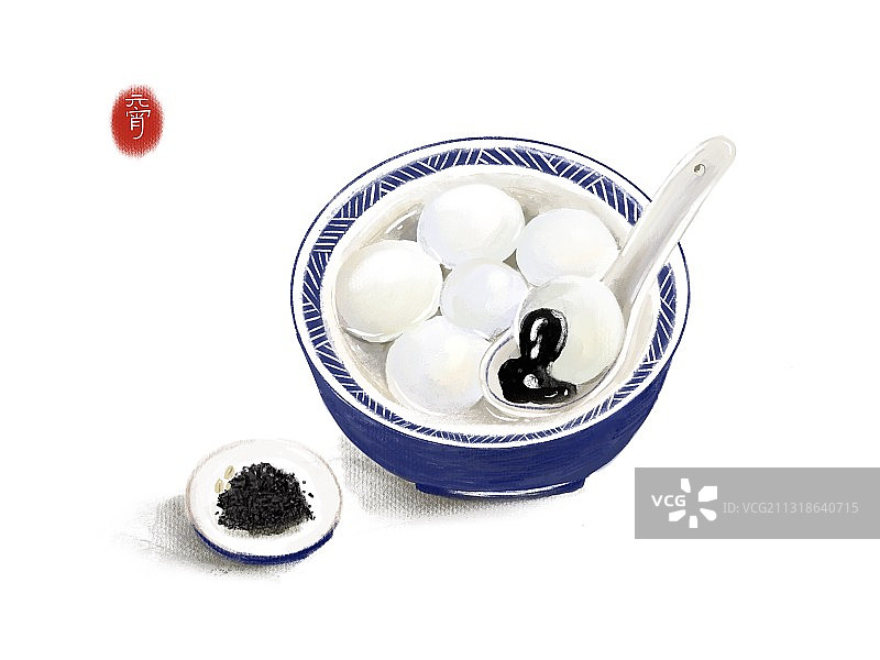 插画元宵节的汤圆图片素材