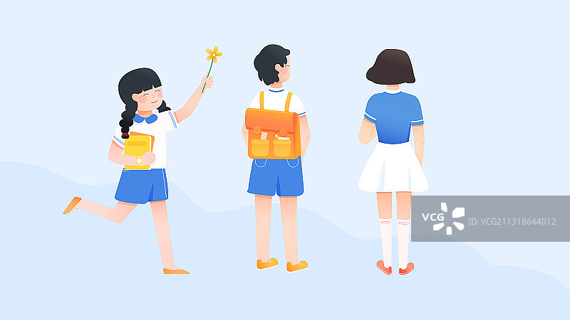 中学生人物矢量插画图片素材