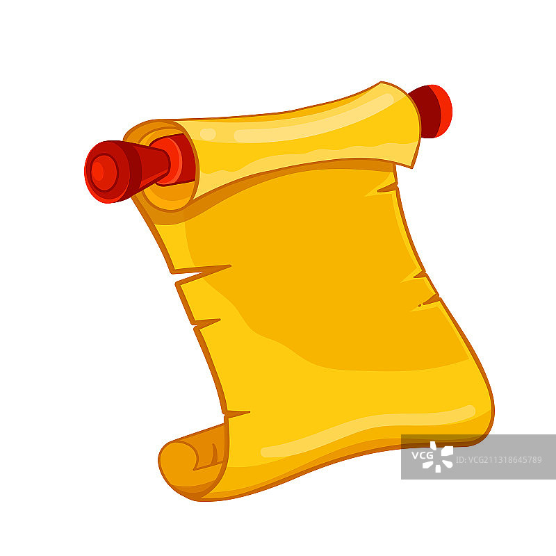 白色背景上的旧卷轴纸图片素材