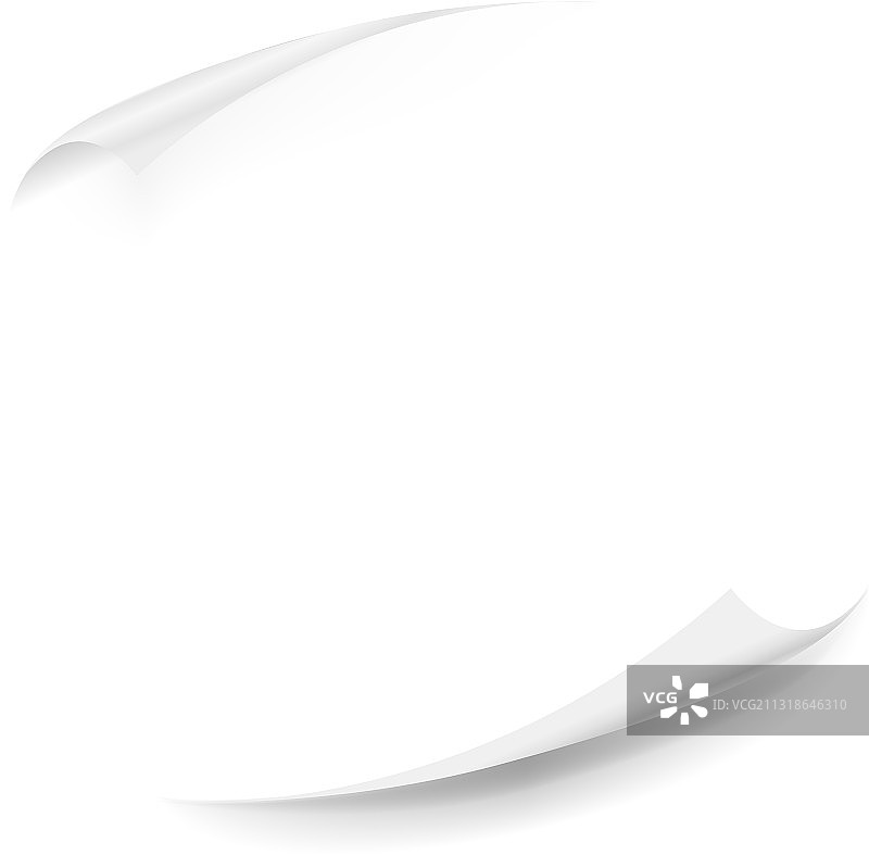 白色背景上带阴影的逼真卷页效果图片素材