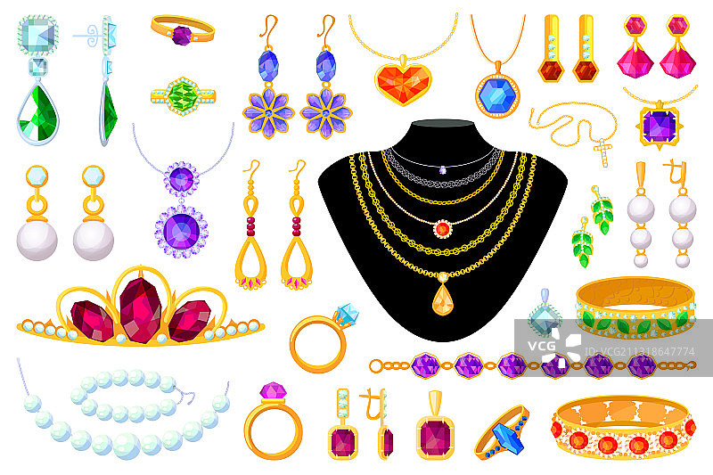 白色背景上的珠宝首饰单品图片素材