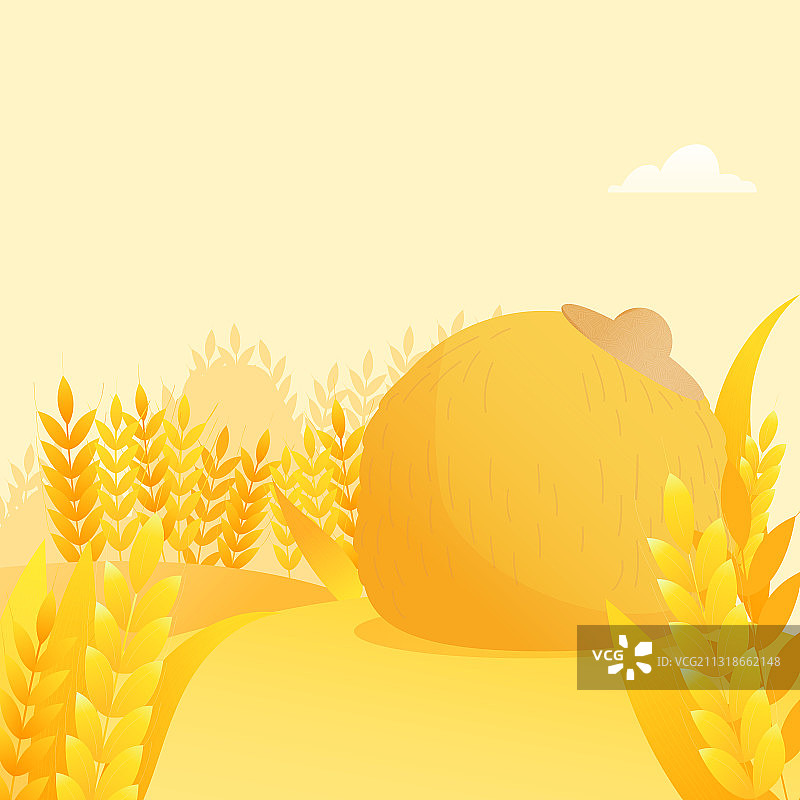 小麦丰收矢量插画图片素材