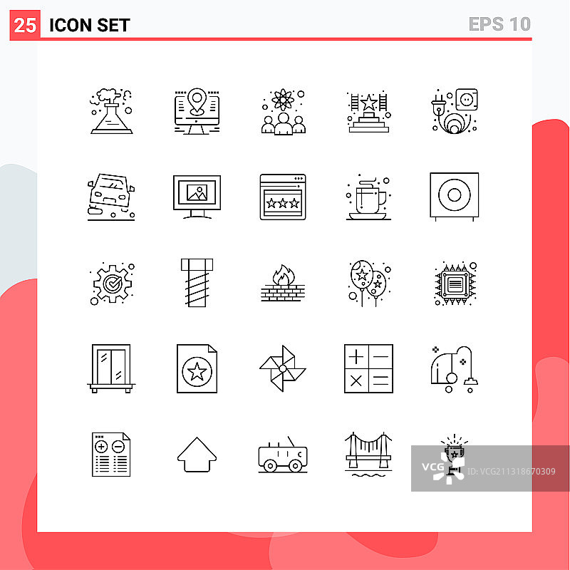 25个线条标志和符号：出口图片素材