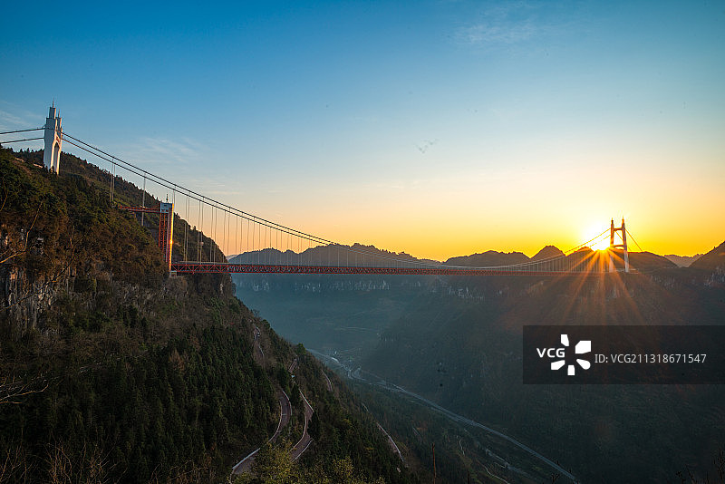 航拍湖南湘西矮寨特大桥图片素材