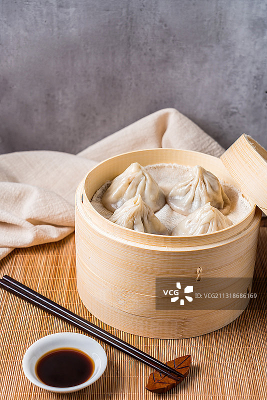 一笼无锡美食鲜肉汤包图片素材