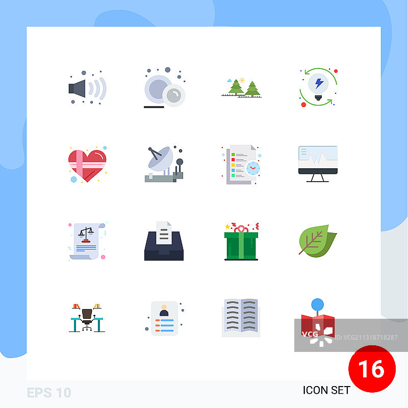 16款创意扁平风格礼品系统图片素材