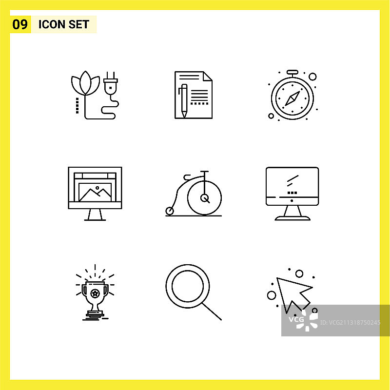 九宫格图像计算机轮廓线设计图片素材