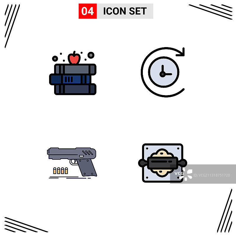 4主题填充线平面颜色和可编辑图片素材