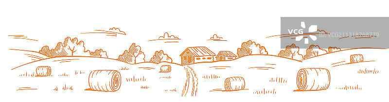 收割后的稻草乡村田野风光图片素材