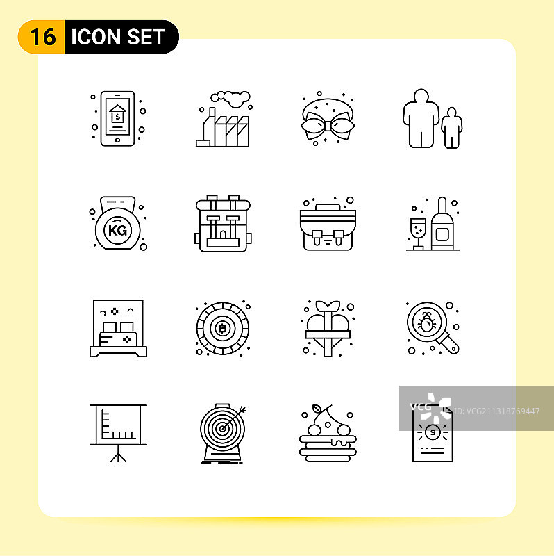 哑铃轮廓图标集合图片素材