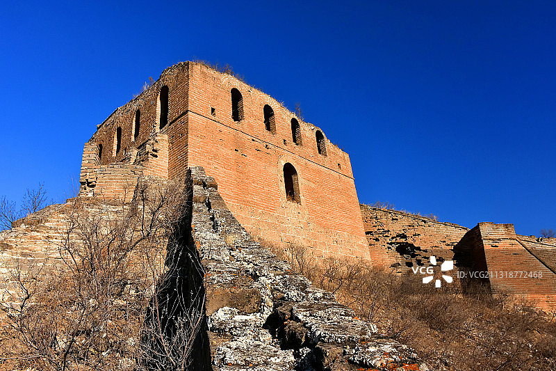 夕阳下的长城敌楼图片素材