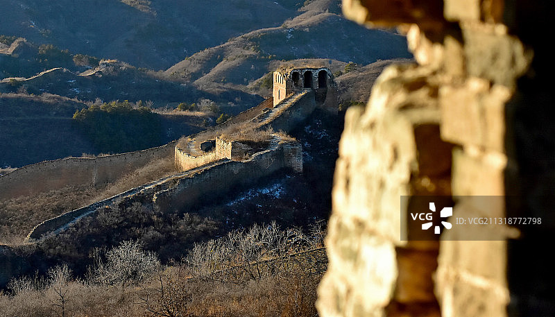 夕阳下的古长城图片素材