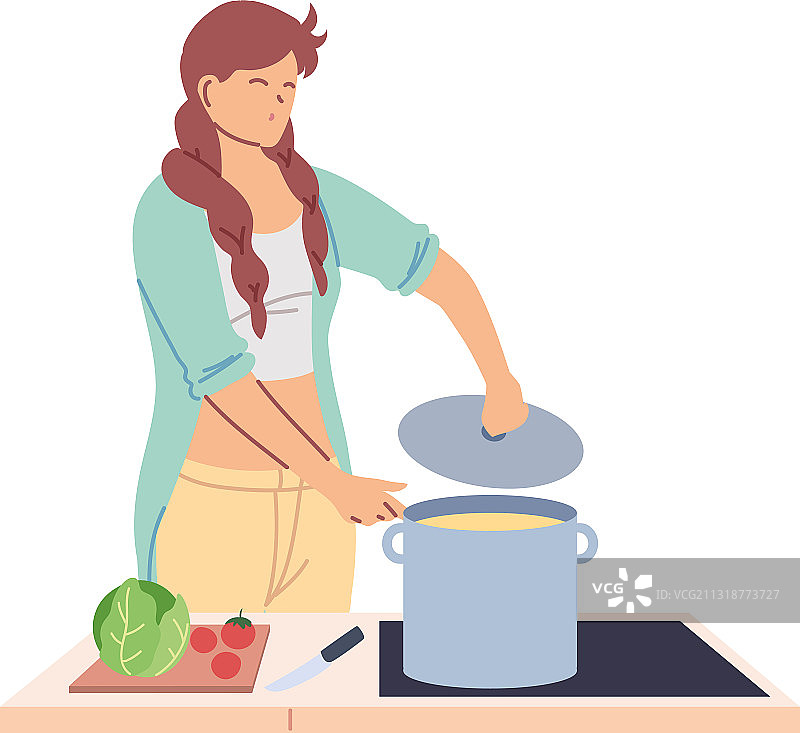 年轻女厨师准备肥皂图片素材