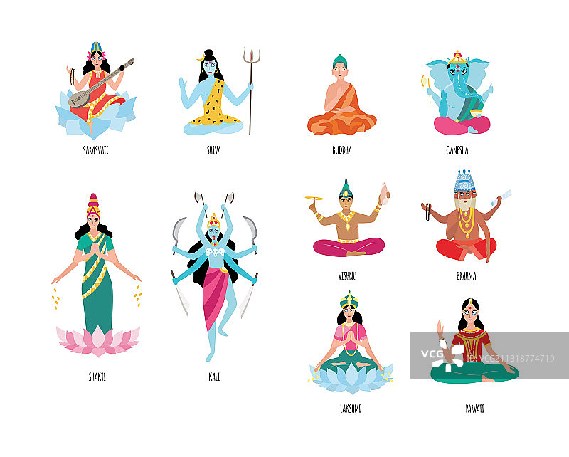 印度女神卡通人物图片素材