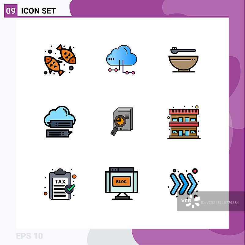 9主题填充线平色和可编辑图片素材