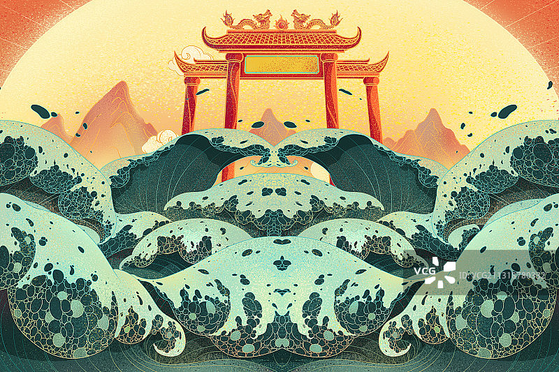 中国风插画背景图片素材