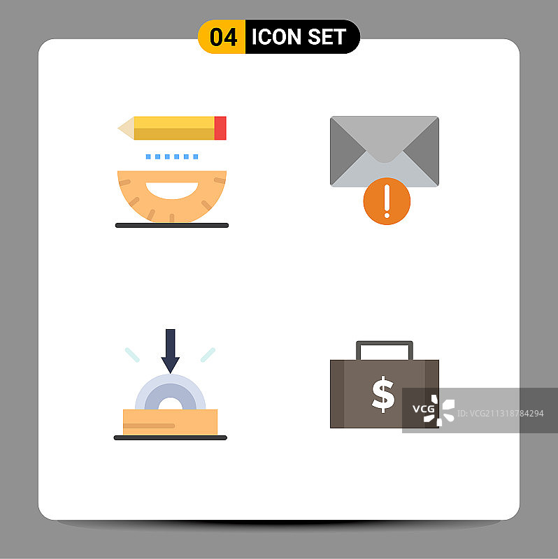 4组平面图标符号和符号图片素材