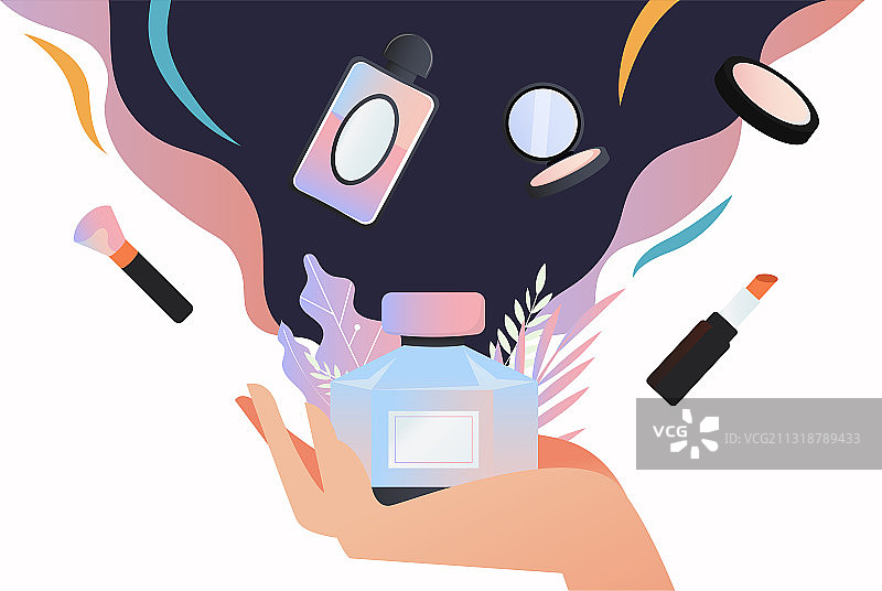 化妆品电商背景插画图片素材