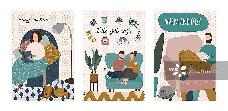 温馨的家主题卡通卡片图片素材