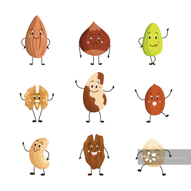 滑稽卡通各种坚果角色图片素材