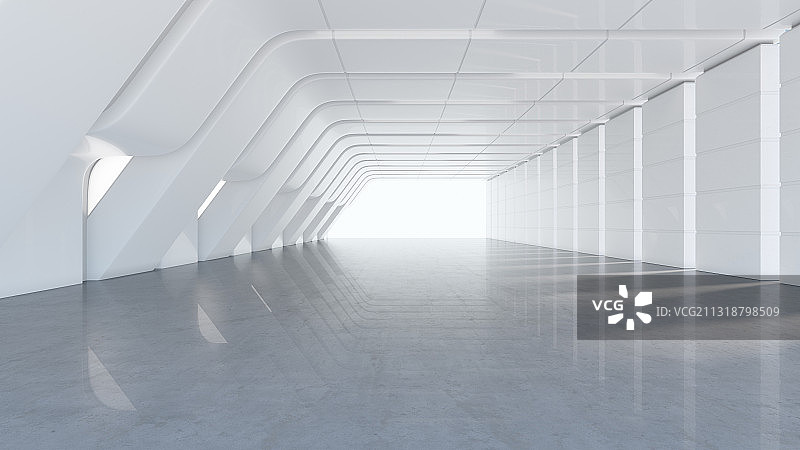 三维渲染的现代风格的科幻隧道走廊图片素材