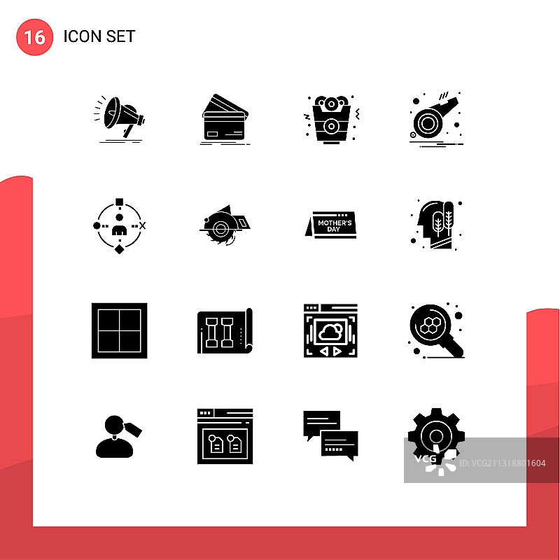 将16个实字形、符号和符号分组图片素材