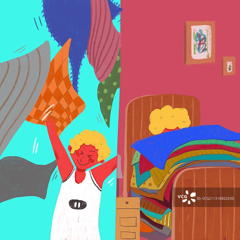 盖毯子图片素材