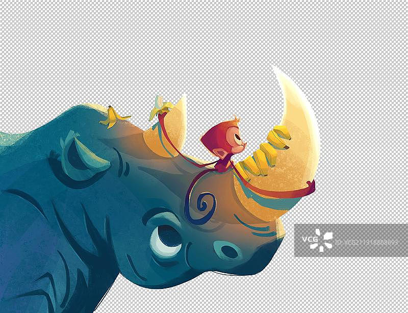 犀牛和猴子图片素材