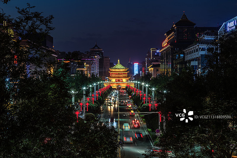 西安钟楼中轴线图片素材