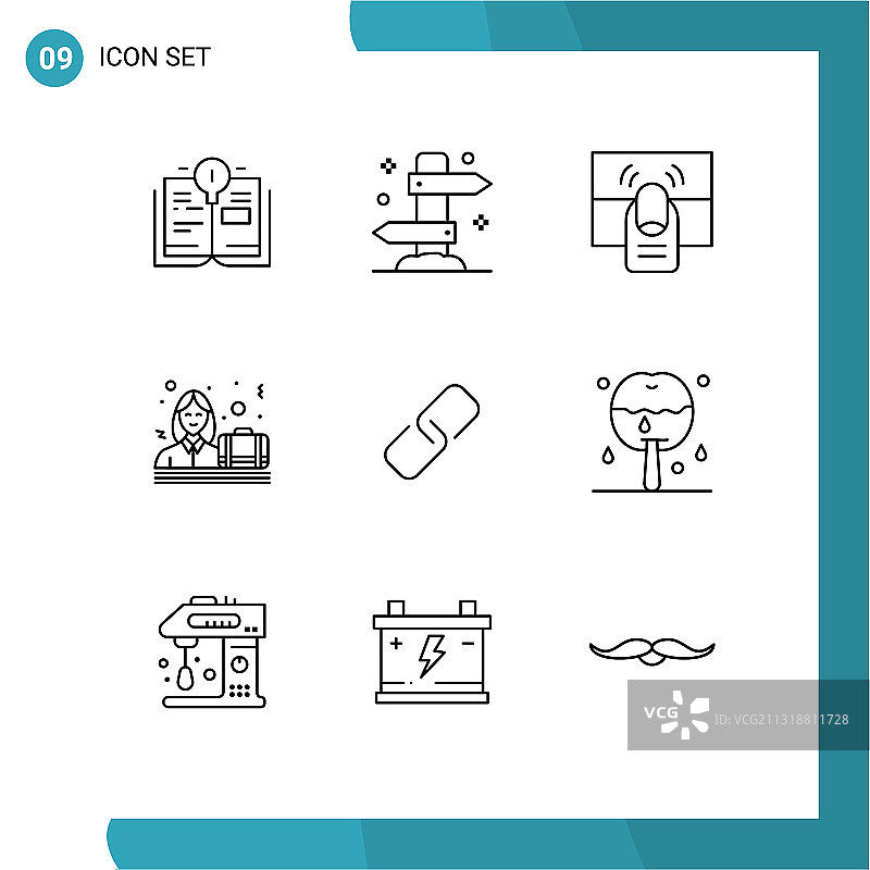 包9个现代轮廓标志和符号图片素材