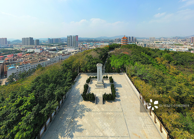 广东省东莞市塘厦镇塘厦观光公园和消防主题公园航拍图片素材