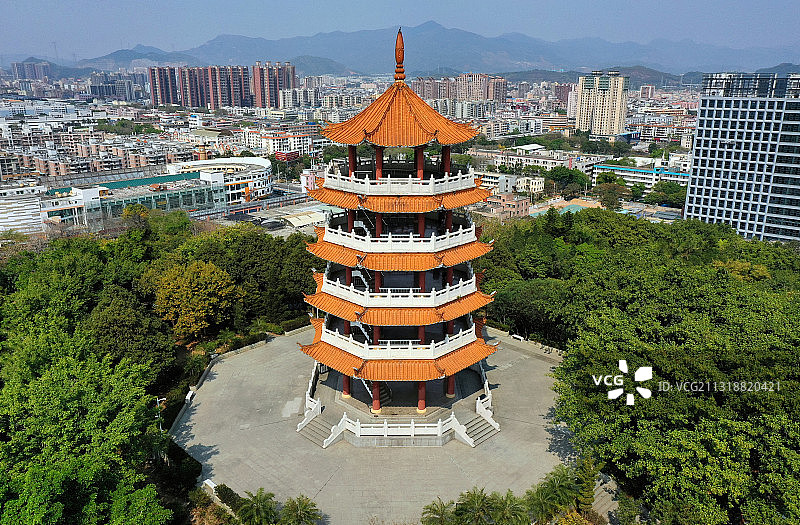 广东省东莞市塘厦镇塘厦观光公园和消防主题公园航拍图片素材