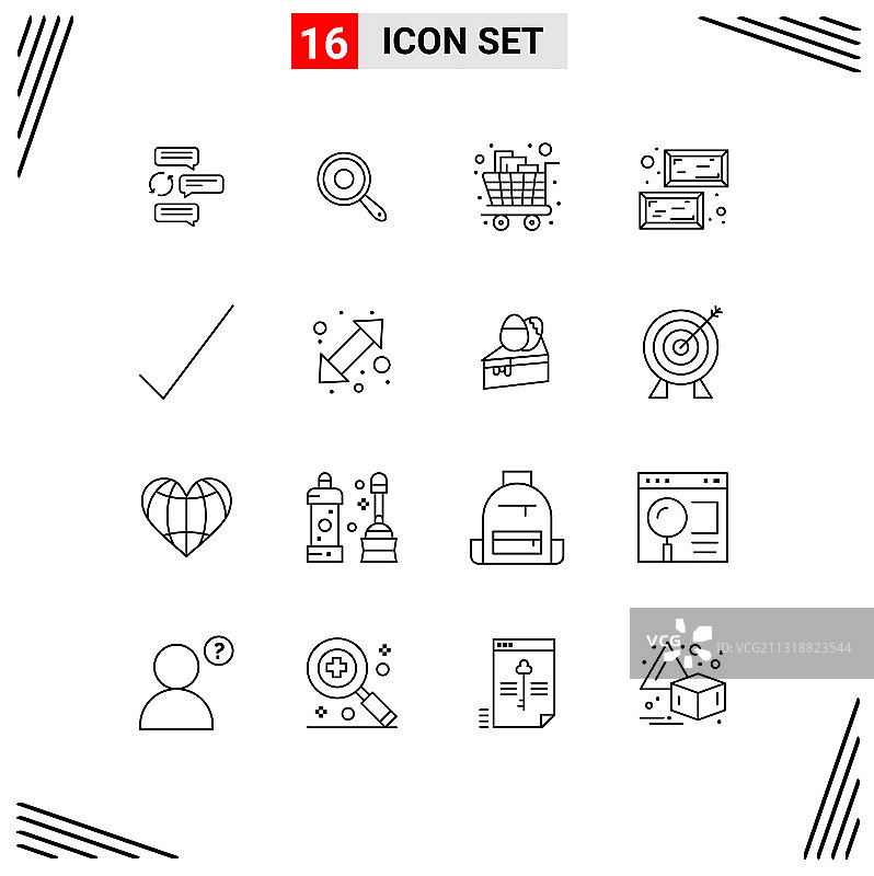 包16个现代轮廓标志和符号图片素材