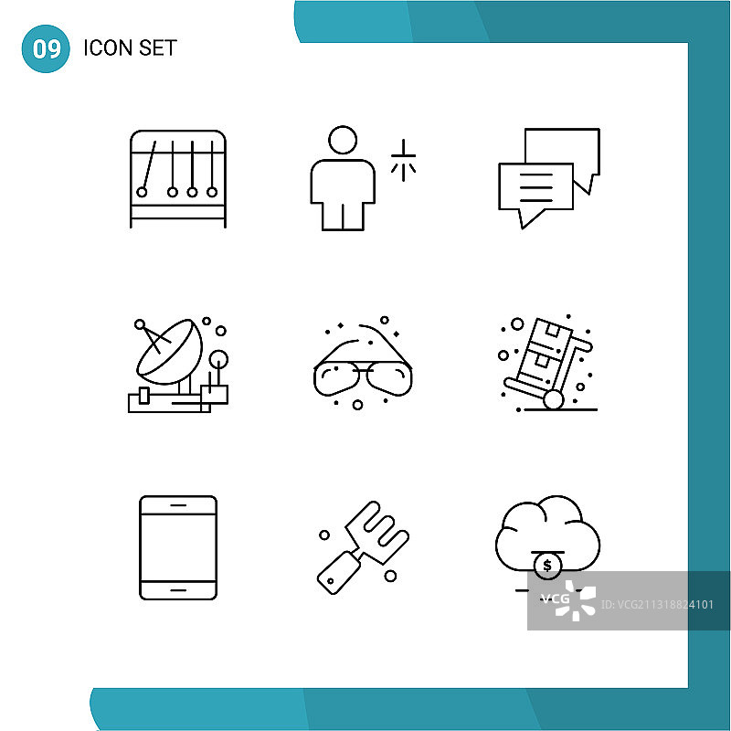 9 .用户界面轮廓包现代标识和图片素材