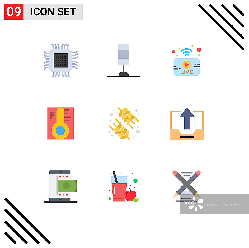 现代彩色饮食图标（9个）图片素材