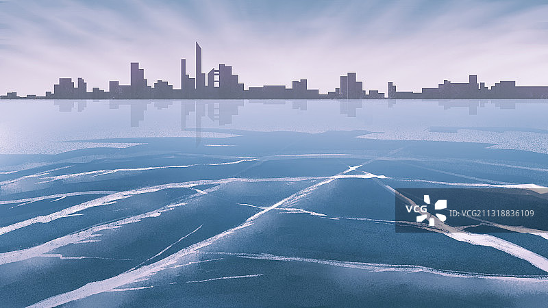 文艺风二十四节气风景大寒 横版质感肌理图片素材