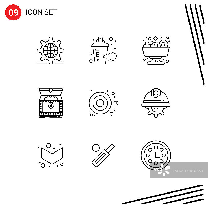 包9个现代轮廓标志和符号图片素材