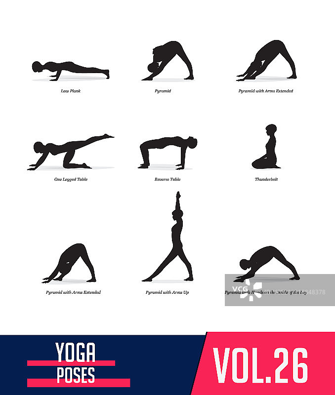 瑜伽姿势轮廓剪影合集图片素材