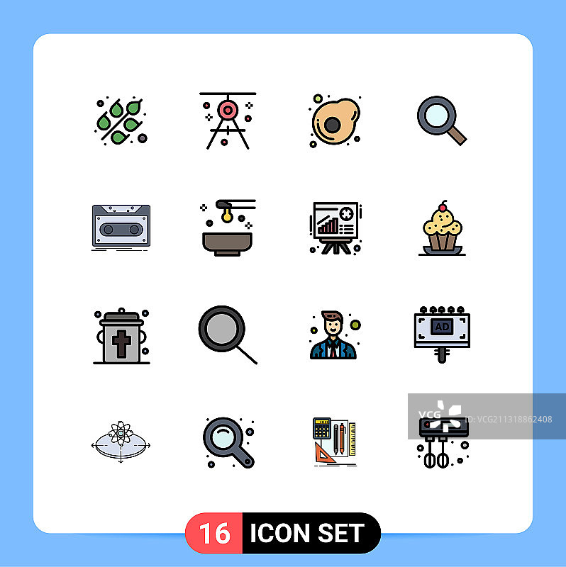 设置16商业平面彩色填充线条包图片素材