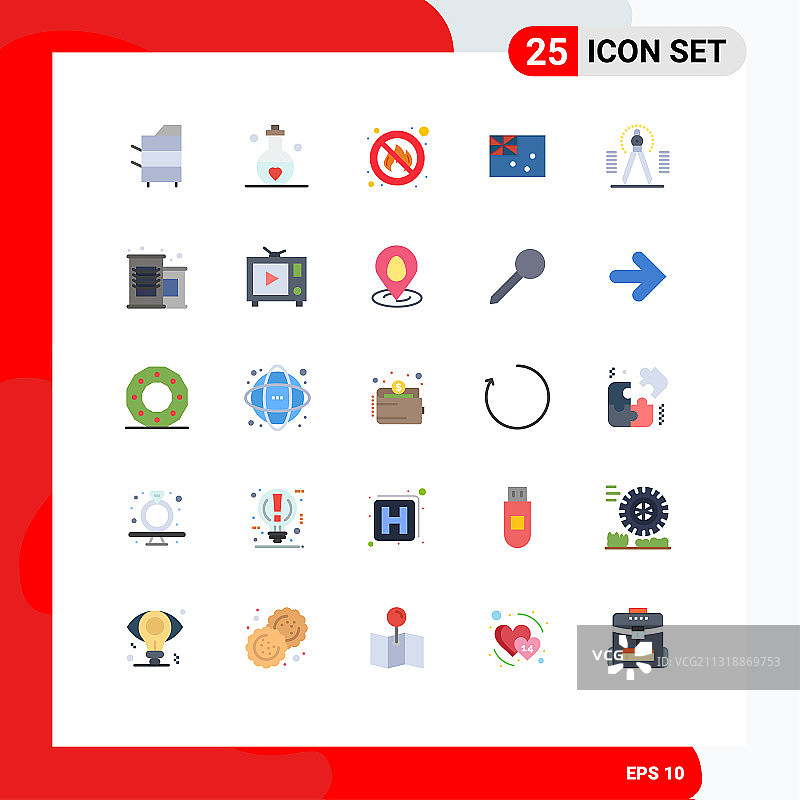 25个简约扁平风格旗帜图标集图片素材