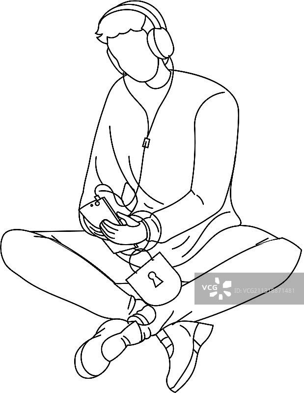 男人使用手机听音乐图片素材