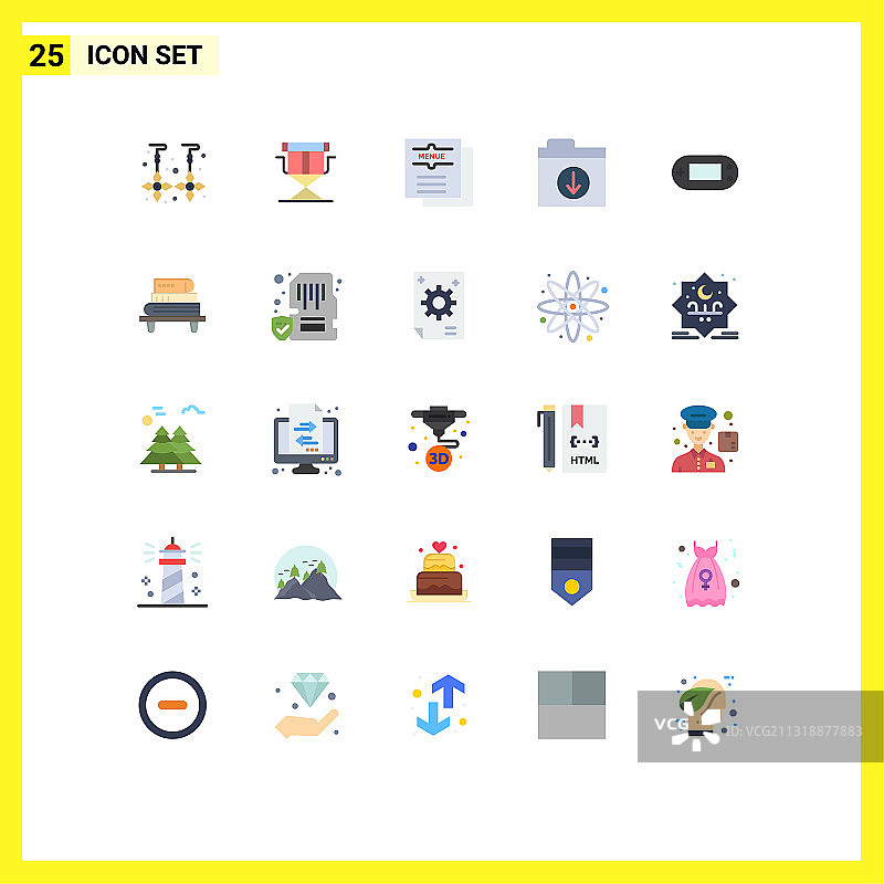 移动界面平色设25个象形图图片素材