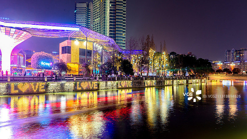 成都夜游锦江图片素材