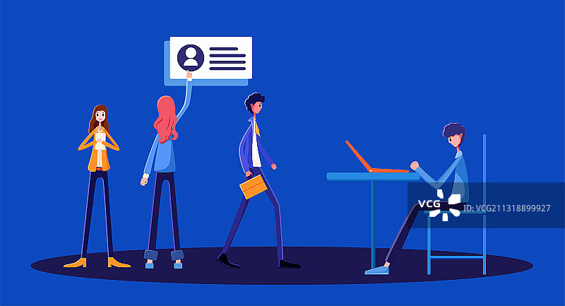 求职季找工作的人参加面试矢量插画图片素材