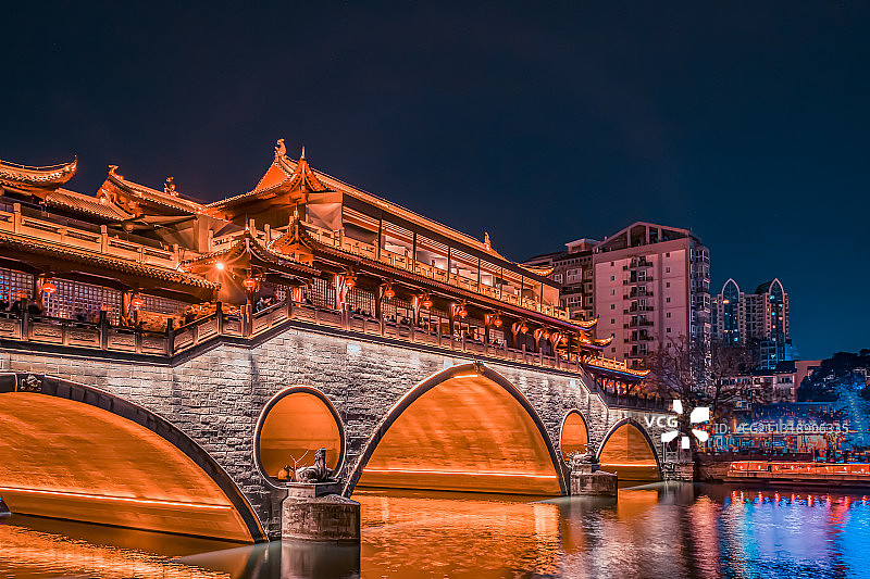 春节安顺廊桥夜景图片素材