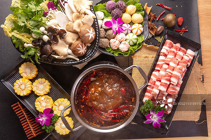 麻辣火锅套餐拼盘图片素材